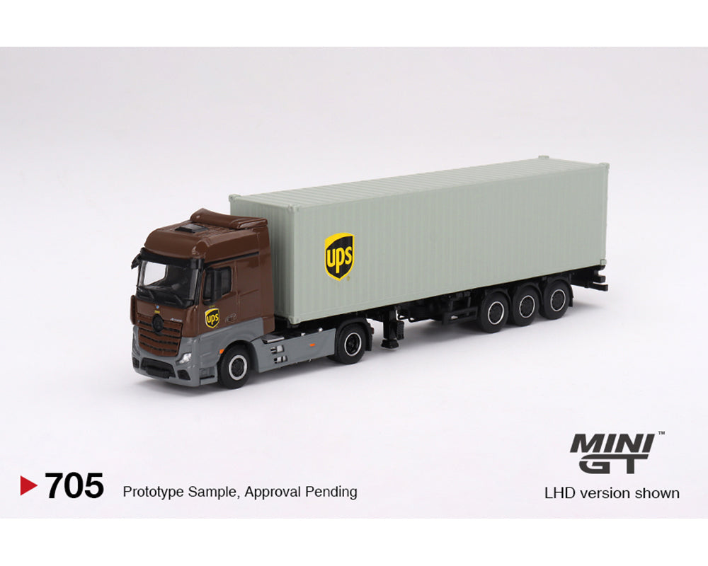 Mini GT Mercedes-Benz Actros w/ 40ft Dry Container "UPS", 1:64 scale (2024 MIJO Exclusives - Limited Edition)